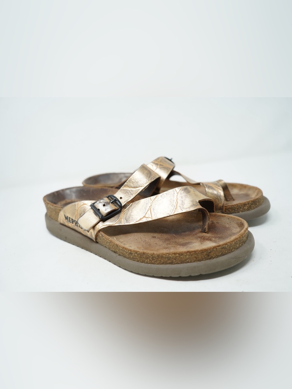 Mephisto Women's Pewter Leather Helen Slip-on Sandals Sz 39 (8.5) Casual Boho